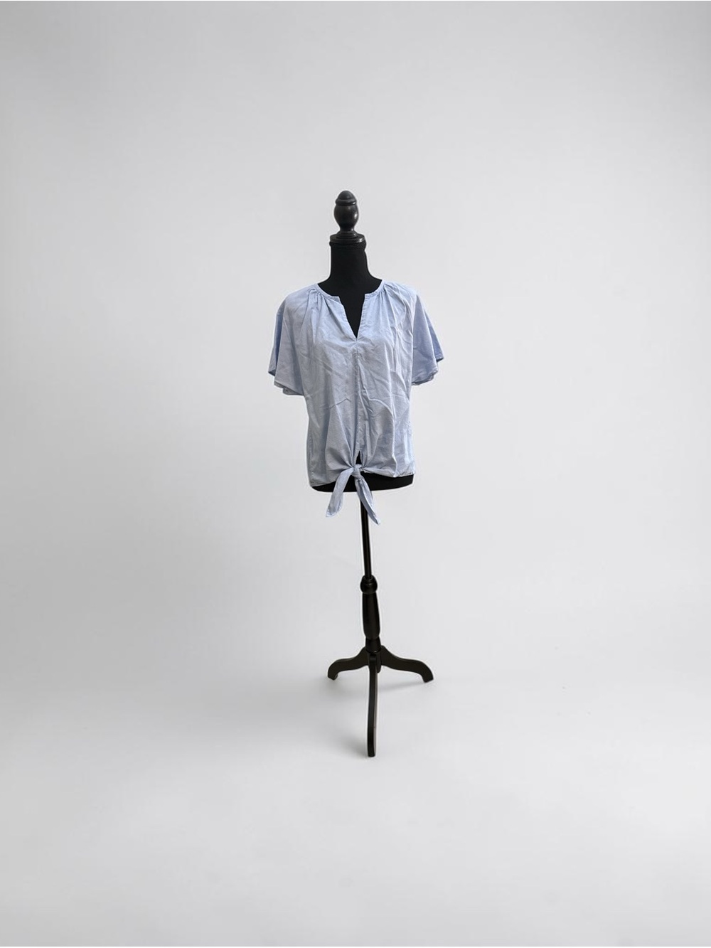 J. Crew Light Blue Short-Sleeve Tie-Front Button Down Shirt